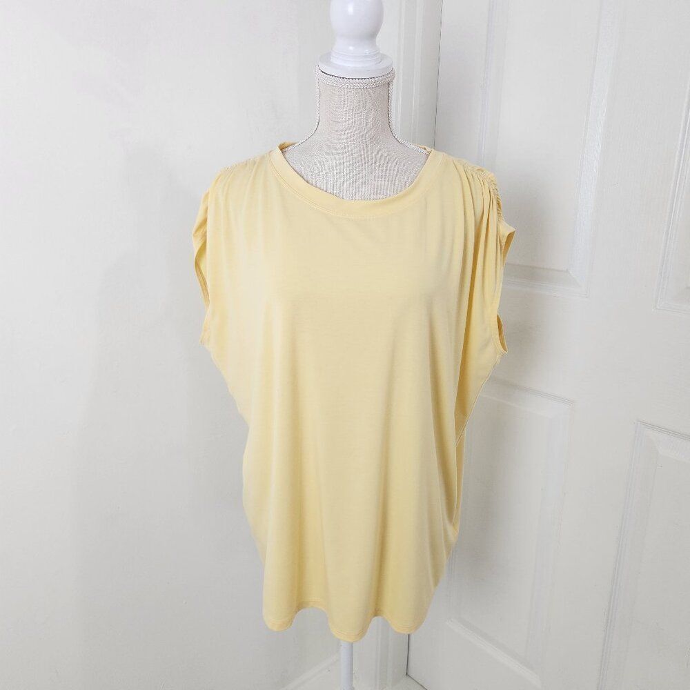 Athleta Light Yellow Short Sleeve Draped Tee